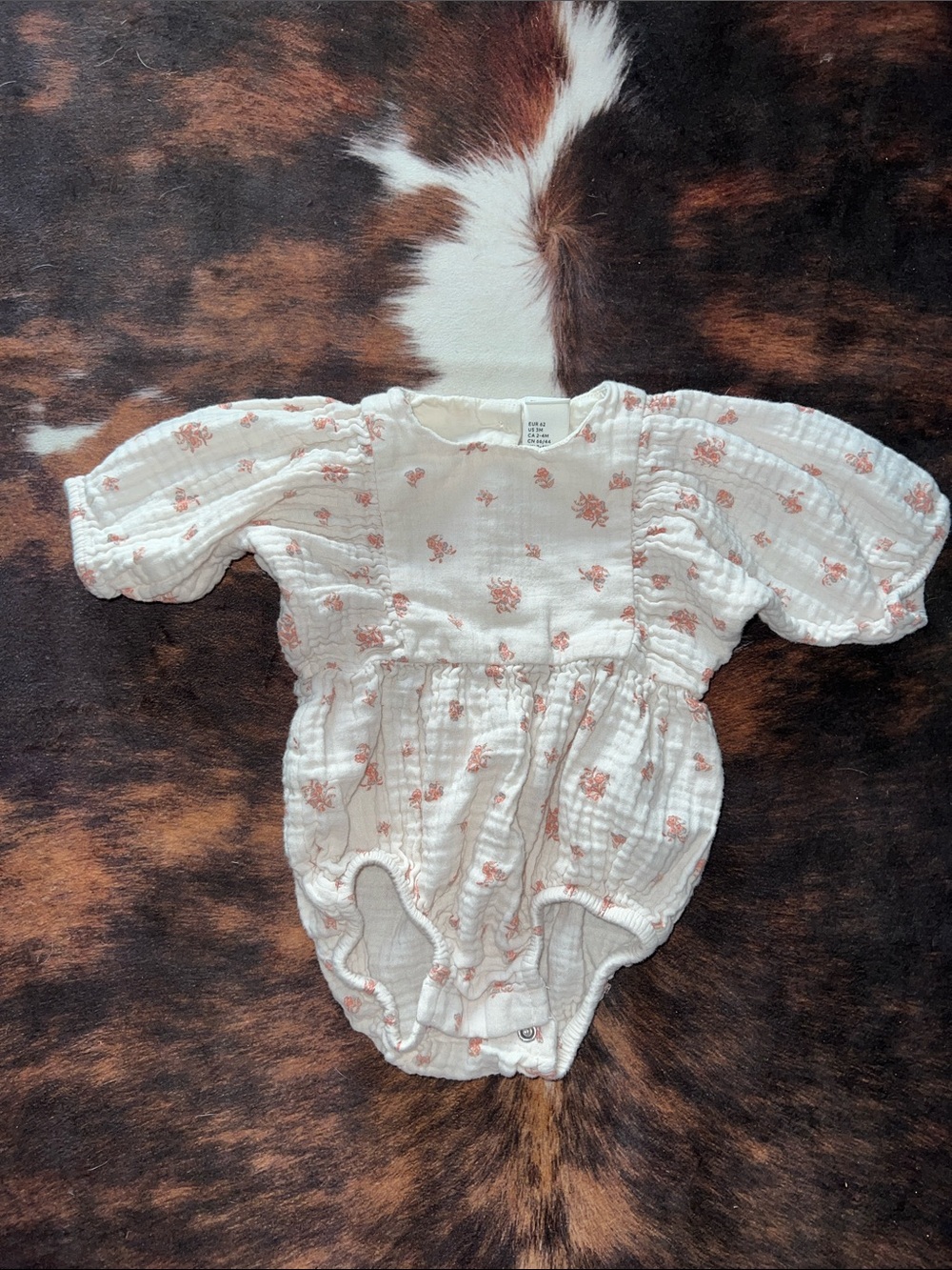 H&M Cream Muslin One-Piece with Pink Floral Motif